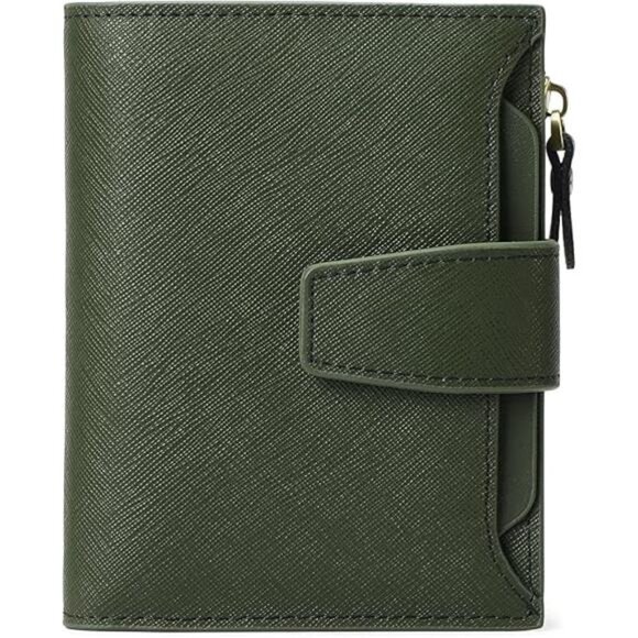 Small Women Wallet Genuine Leather RFID Blocking Bifold Zipper Pocket - Picture 7 of 7